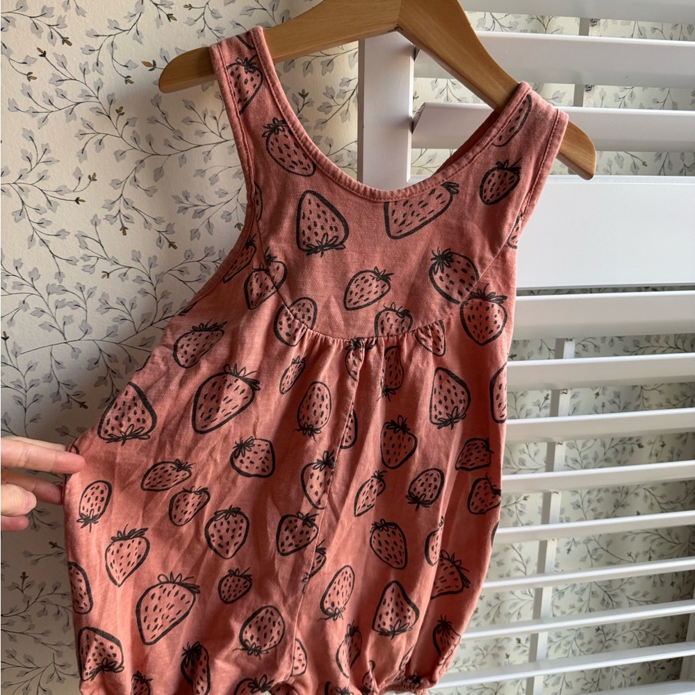 Rylee and Cru Strawberry Print Sleeveless Romper